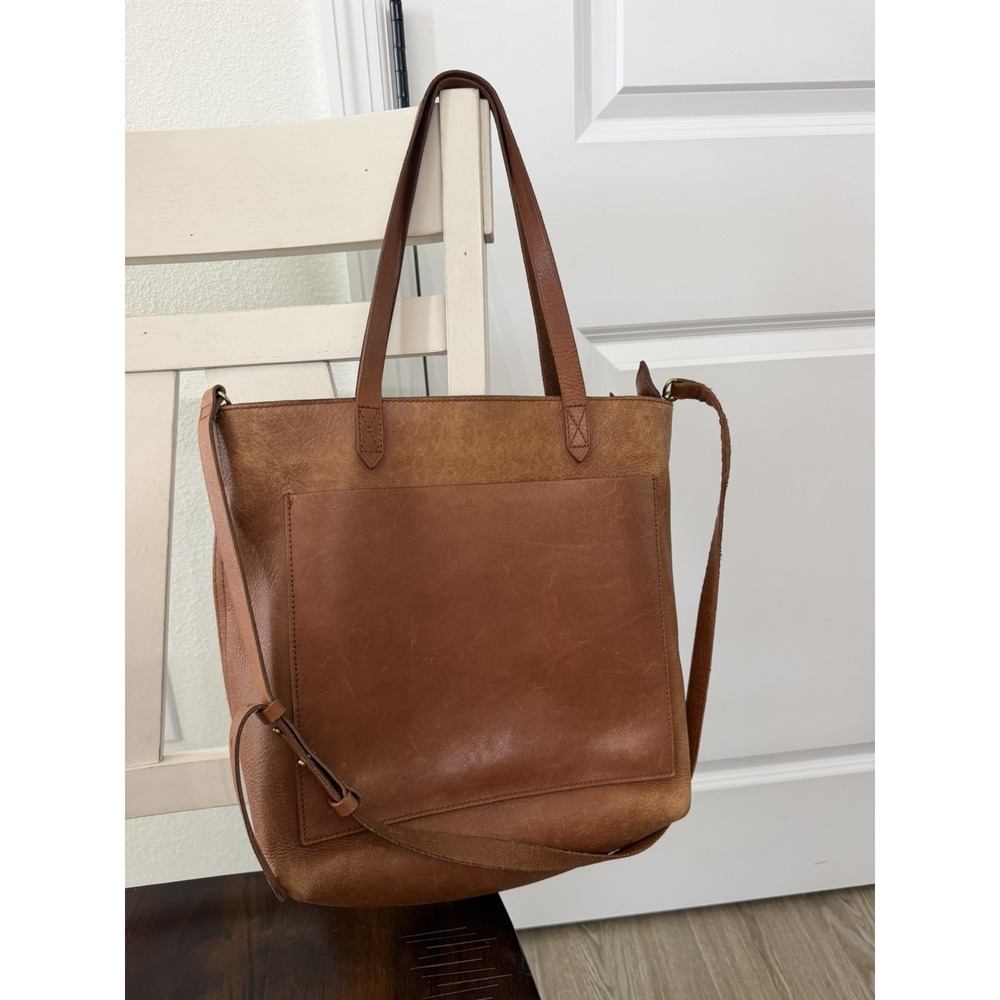 Madewell The Medium Transport Tote Bag English Saddle Brown Leather Crossbody